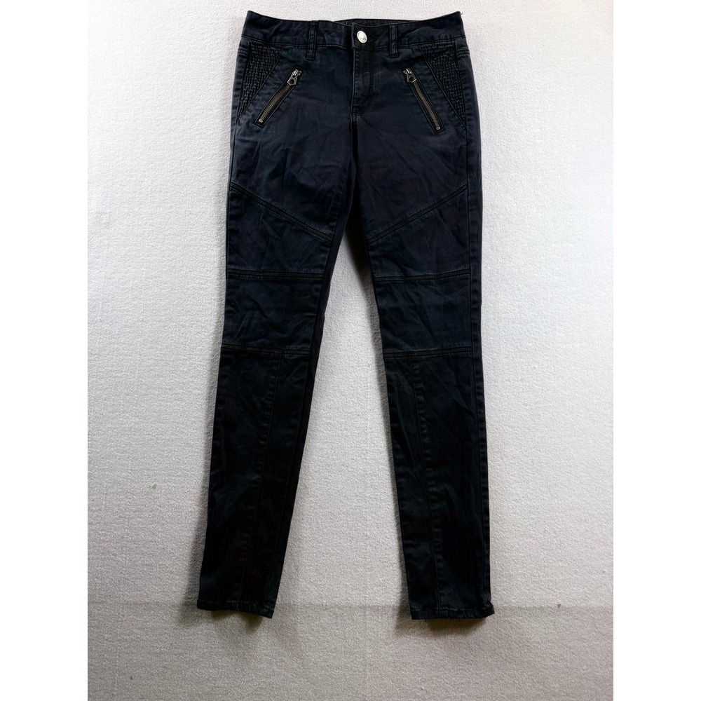 American Eagle Jeggings Women 4 Black Super Stretch Moto Skinny 29x28